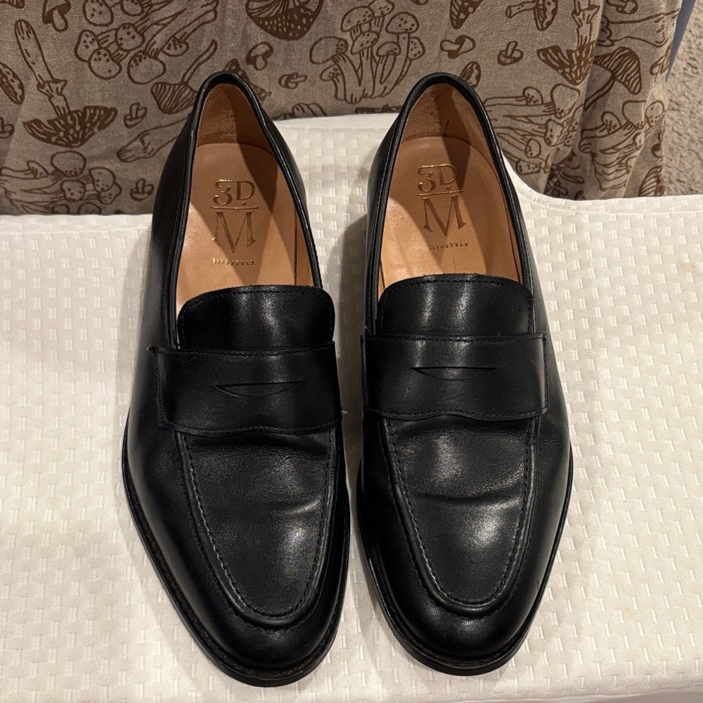 3D M Black Leather Loafers